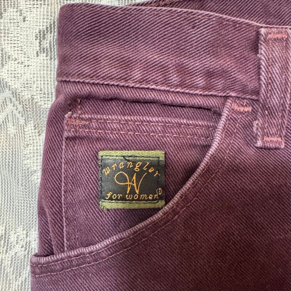 Vintage Wrangler High Rise Mom Jeans Plum Purple USA Made 16x29 100% Cotton - Picture 2 of 5